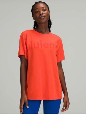 Lululemon All Yours Tee Size 4 Autumn Red Logo Tee